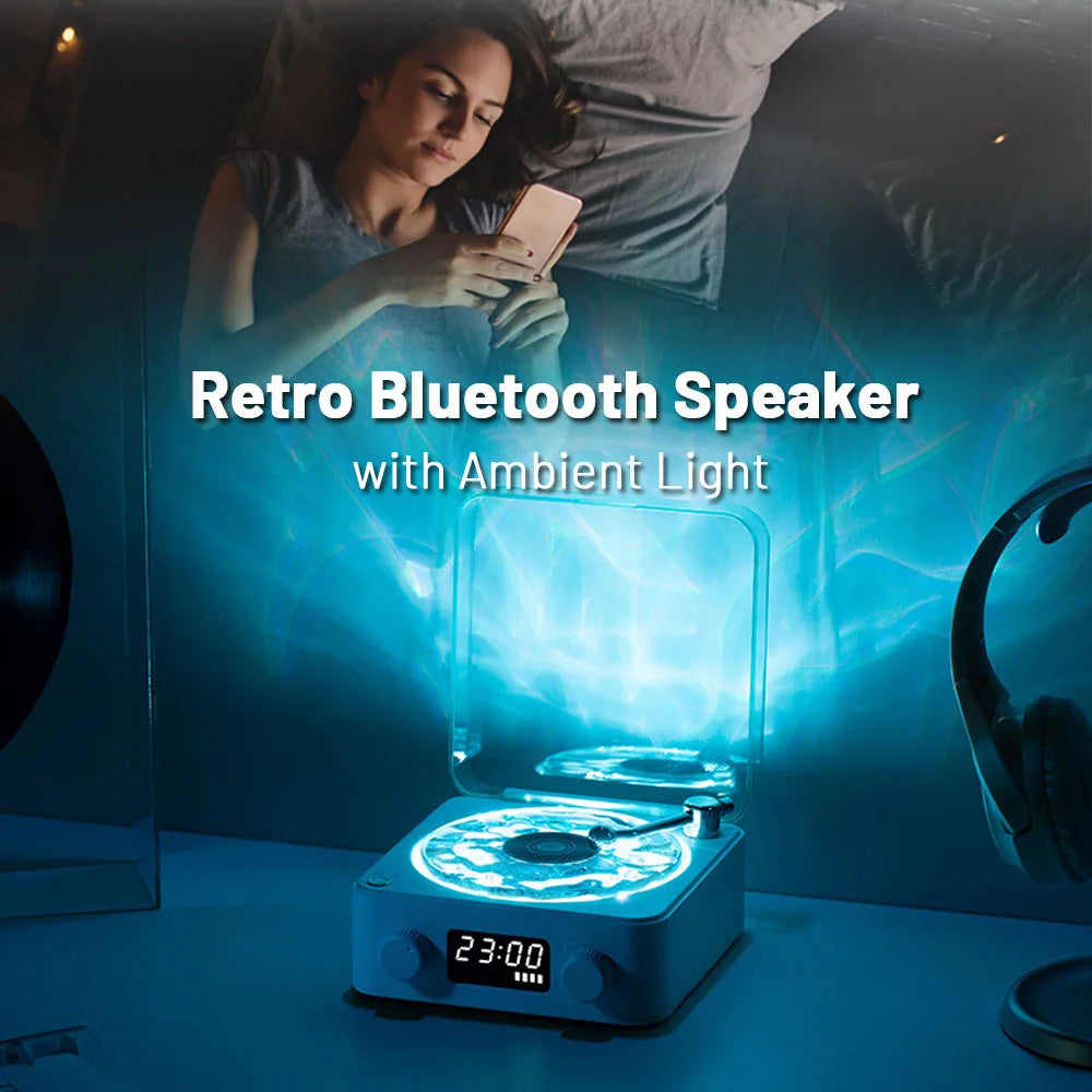 Retro Bluetooth Vinyl Record Player with RGB Lamp